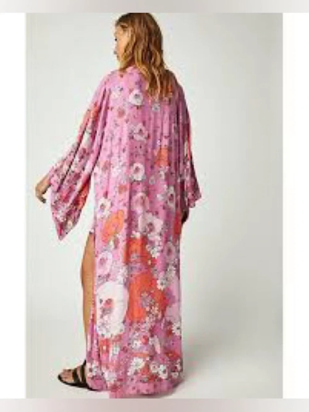 Free People Pink Floral Hidden Hills Maxi Kimono - OS